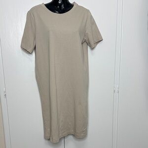 H&M Beige Midi T-Shirt Short Sleeves Women Dress Size M